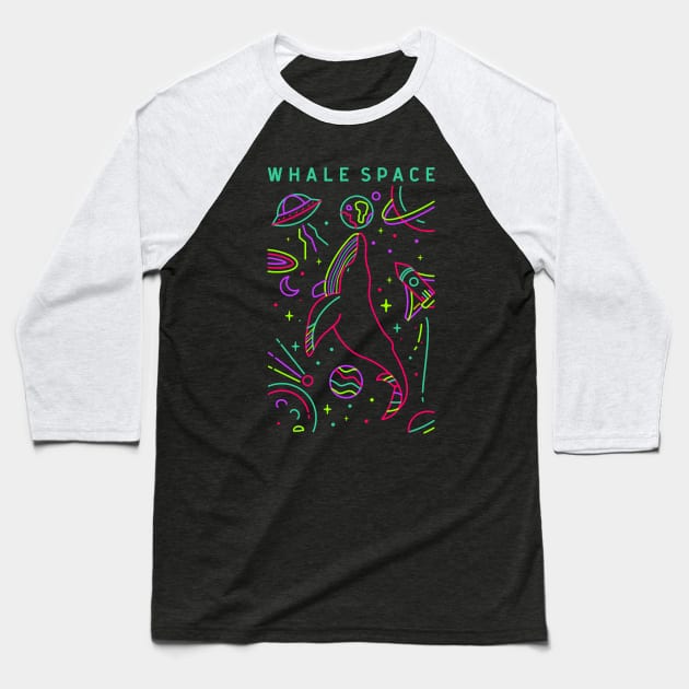 Whale Space Monoline Baseball T-Shirt by Mako Design 